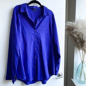 Eileen Fisher Linen Blend Royal Purple Button Down
